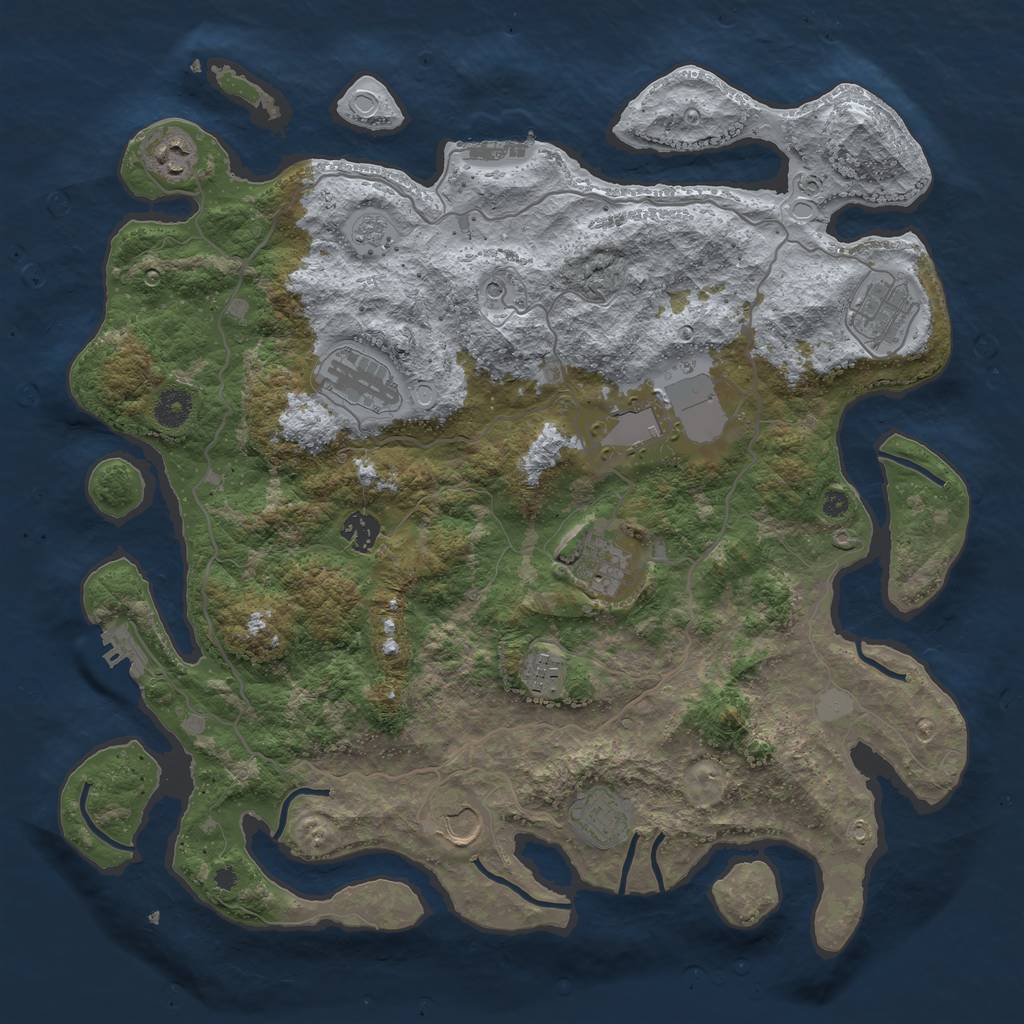 Rust Map: Procedural Map, Size: 4000, Seed: 81278, 16 Monuments
