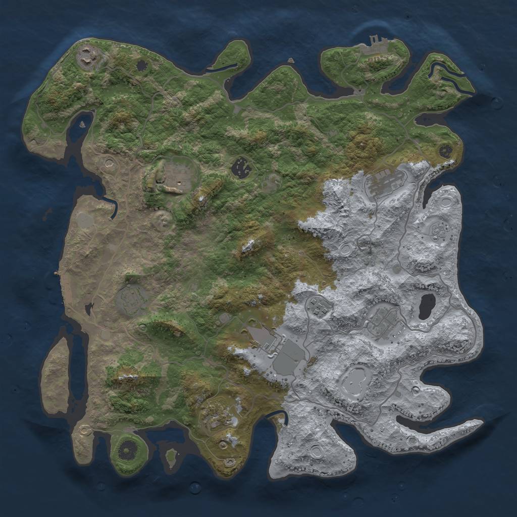 Rust Map: Procedural Map, Size: 4000, Seed: 196464913, 16 Monuments