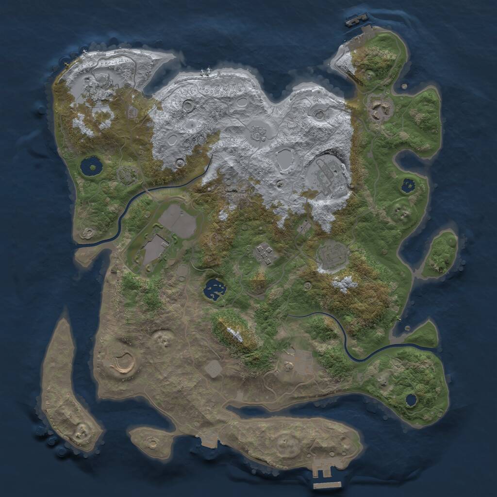 Rust Map: Procedural Map, Size: 3600, Seed: 888999, 15 Monuments