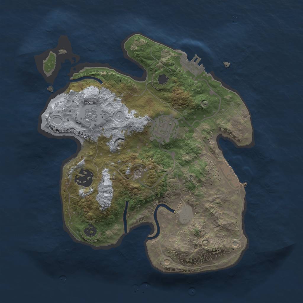 Rust Map: Procedural Map, Size: 2500, Seed: 1290537915, 9 Monuments