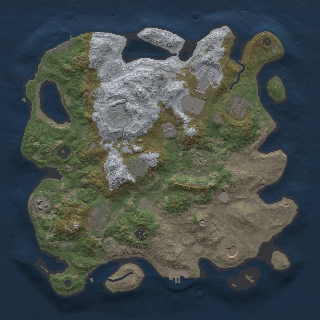 Rust Map: Procedural Map, Size: 3700, Seed: 250536100, 17 Monuments