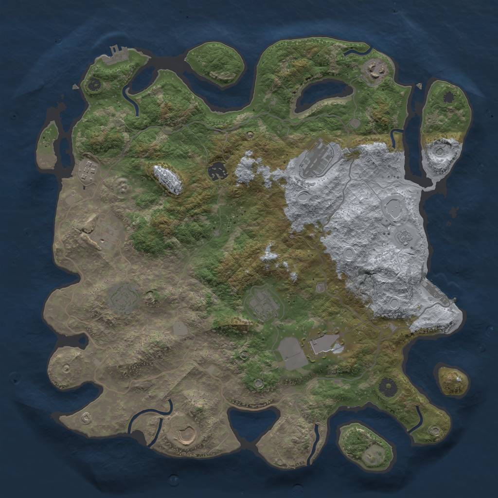 Rust Map: Procedural Map, Size: 4000, Seed: 75127849, 16 Monuments