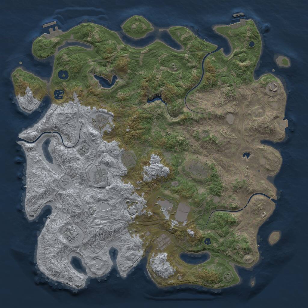 Rust Map: Procedural Map, Size: 4499, Seed: 2050371962, 16 Monuments