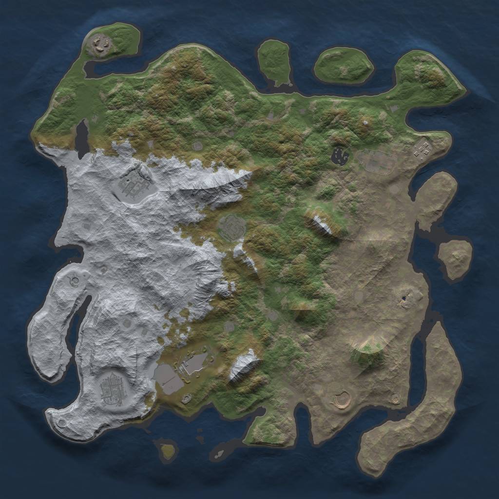 Rust Map: Barren, Size: 4250, Seed: 49810694, 12 Monuments