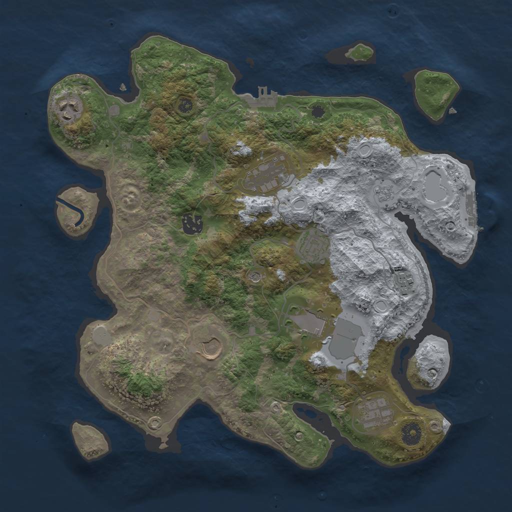 Rust Map: Procedural Map, Size: 3500, Seed: 43254357, 15 Monuments