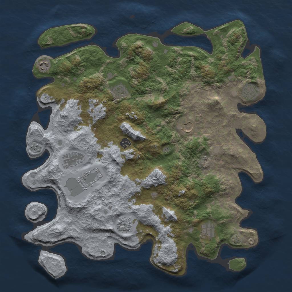 Rust Map: Barren, Size: 4250, Seed: 590770430, 14 Monuments