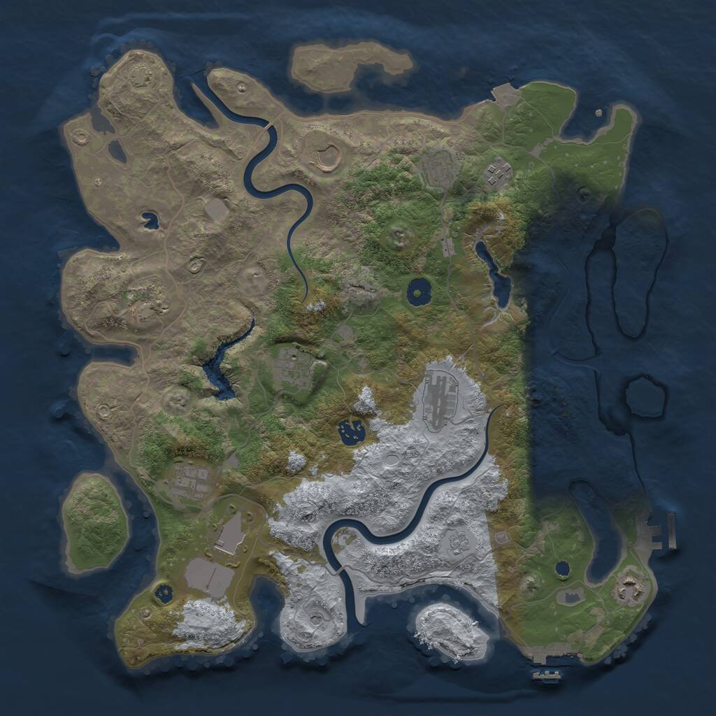 Rust Map: Procedural Map, Size: 4000, Seed: 80948, 16 Monuments