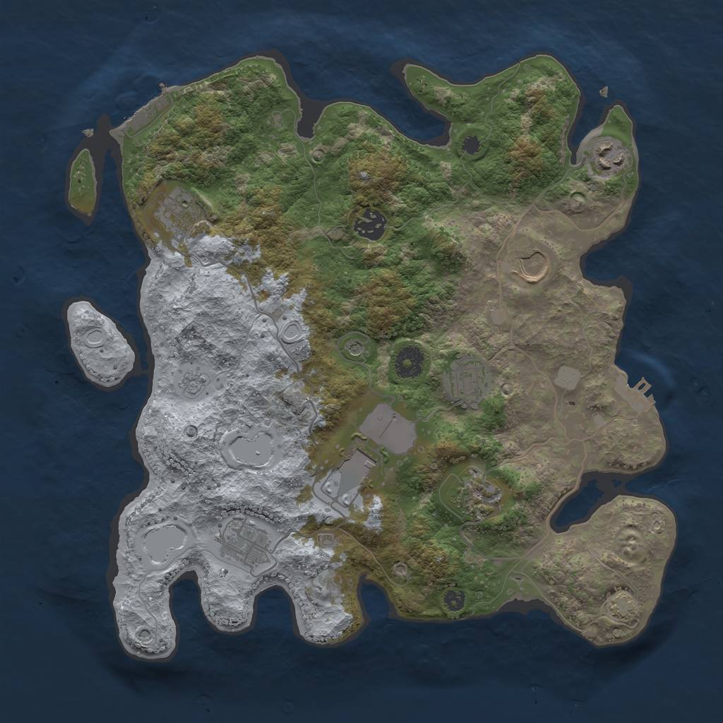 Rust Map: Procedural Map, Size: 3500, Seed: 1762266590, 16 Monuments