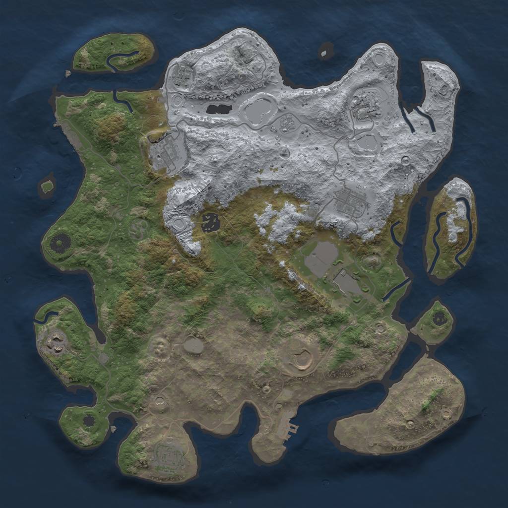 Rust Map: Procedural Map, Size: 3800, Seed: 1949147606, 16 Monuments