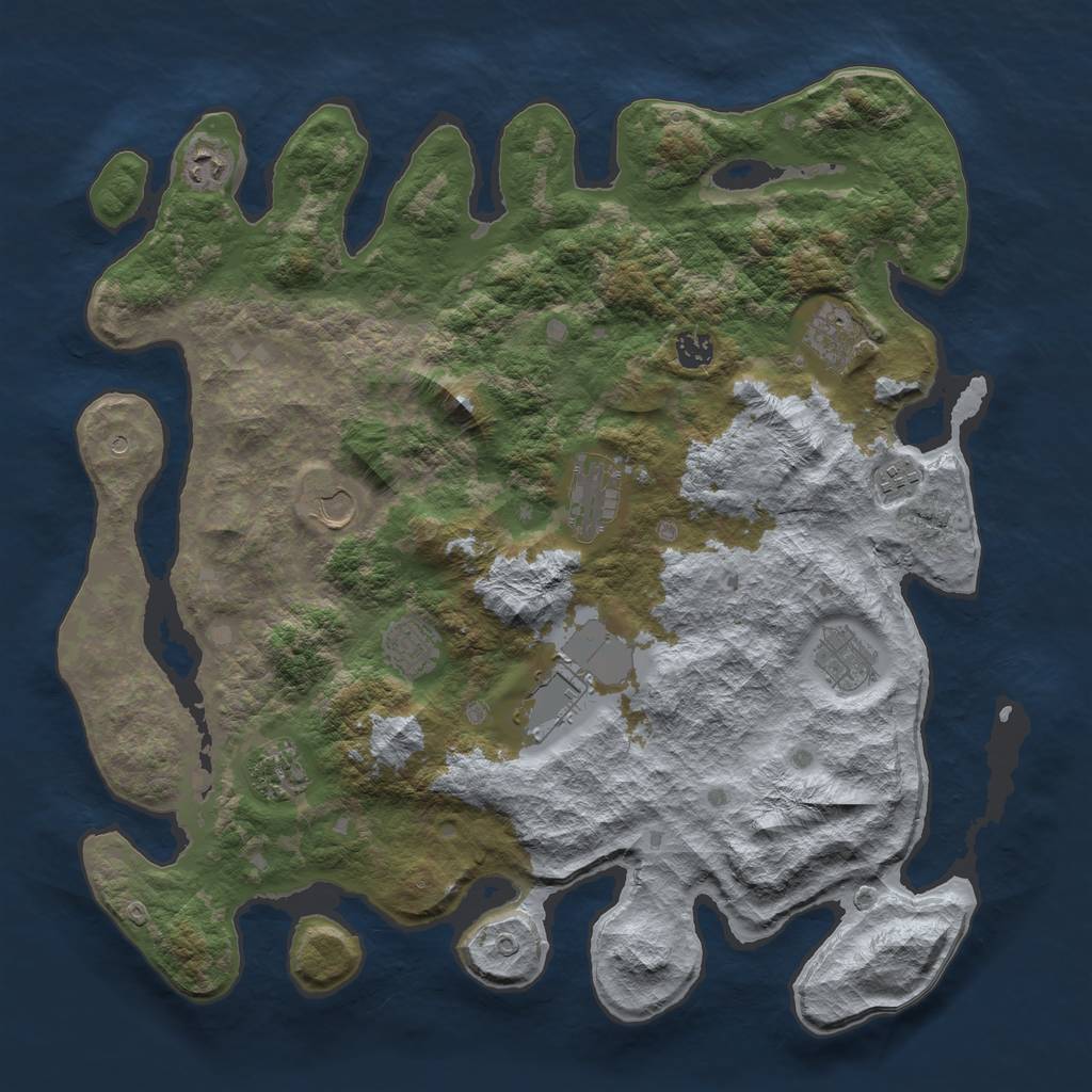 Rust Map: Barren, Size: 4250, Seed: 105359294, 13 Monuments