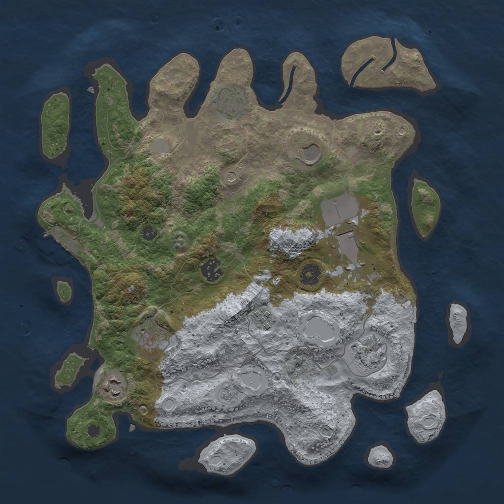 Rust Map: Procedural Map, Size: 3500, Seed: 340976942, 14 Monuments