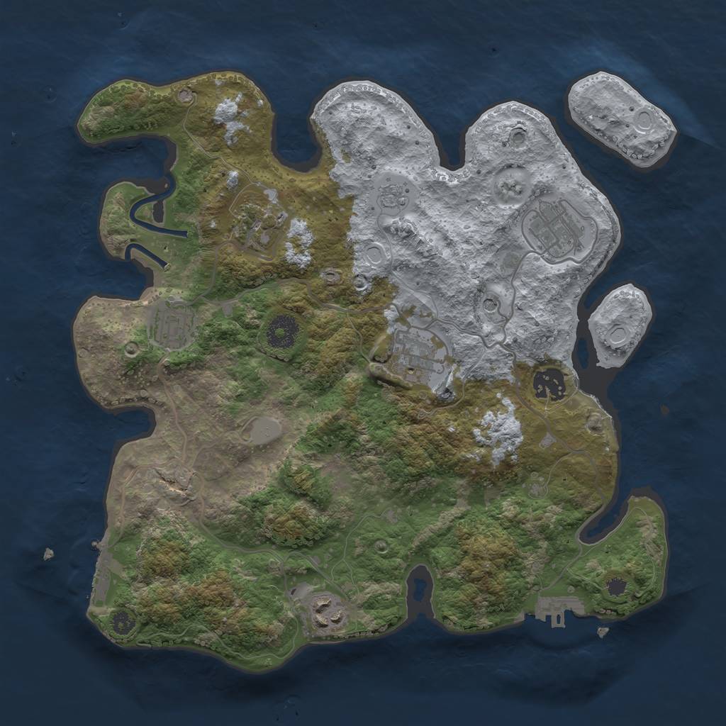 Rust Map: Procedural Map, Size: 3250, Seed: 27187, 13 Monuments