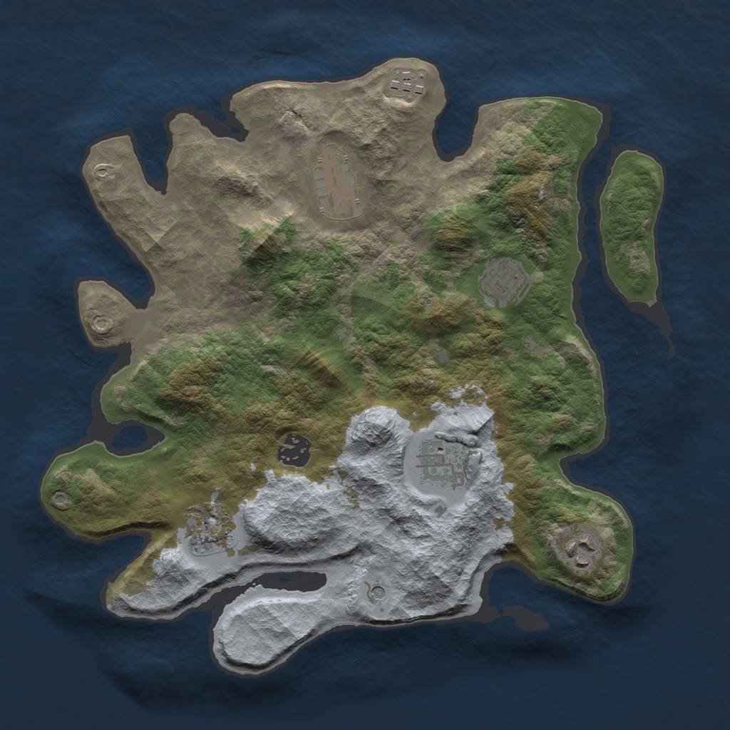 Rust Map: Barren, Size: 3300, Seed: 206382962, 10 Monuments
