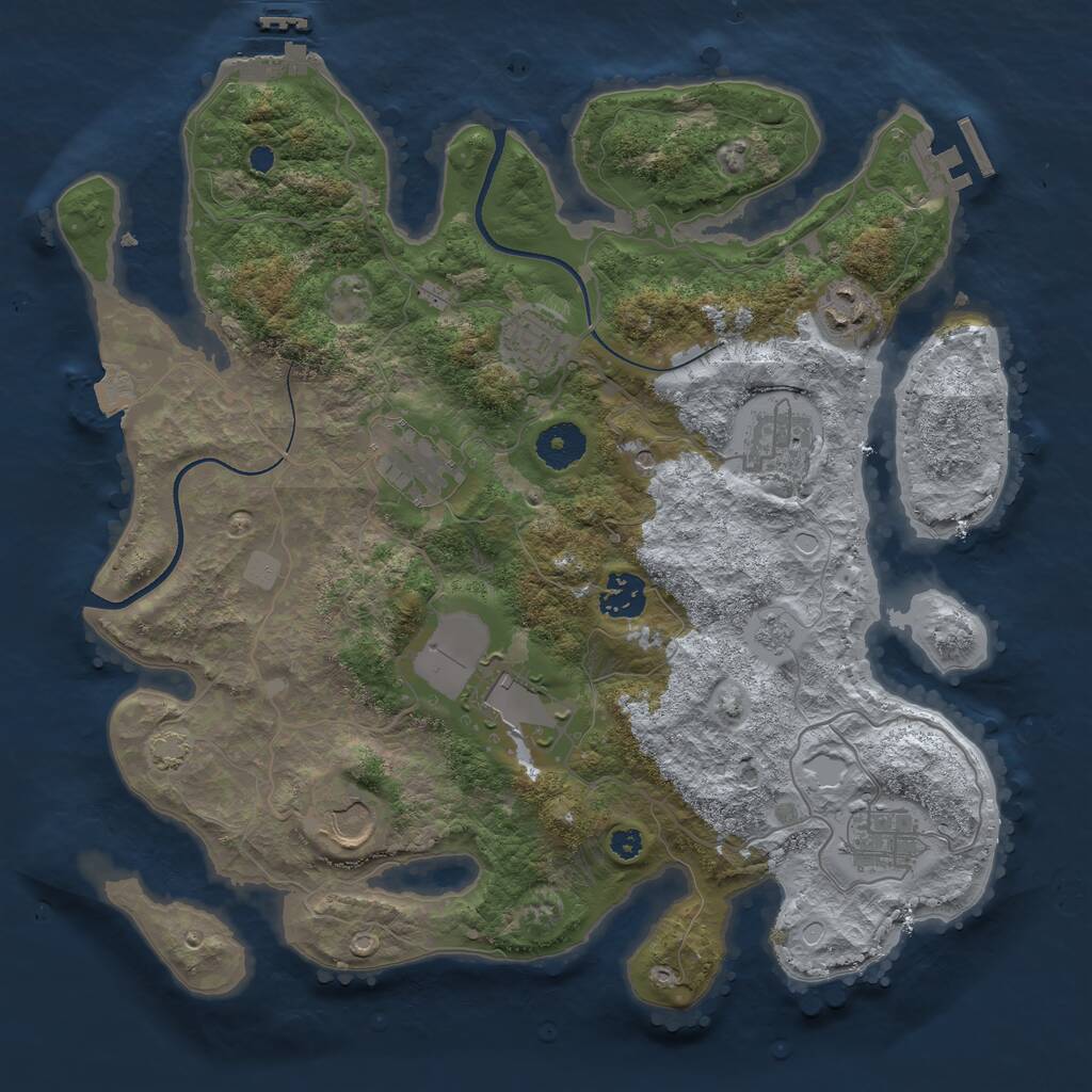 Rust Map: Procedural Map, Size: 3500, Seed: 437393264, 14 Monuments