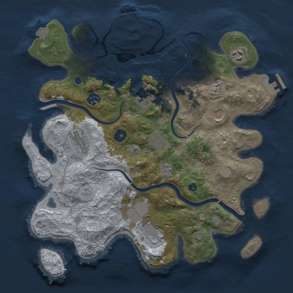 Rust Map: Procedural Map, Size: 3500, Seed: 919758840, 14 Monuments