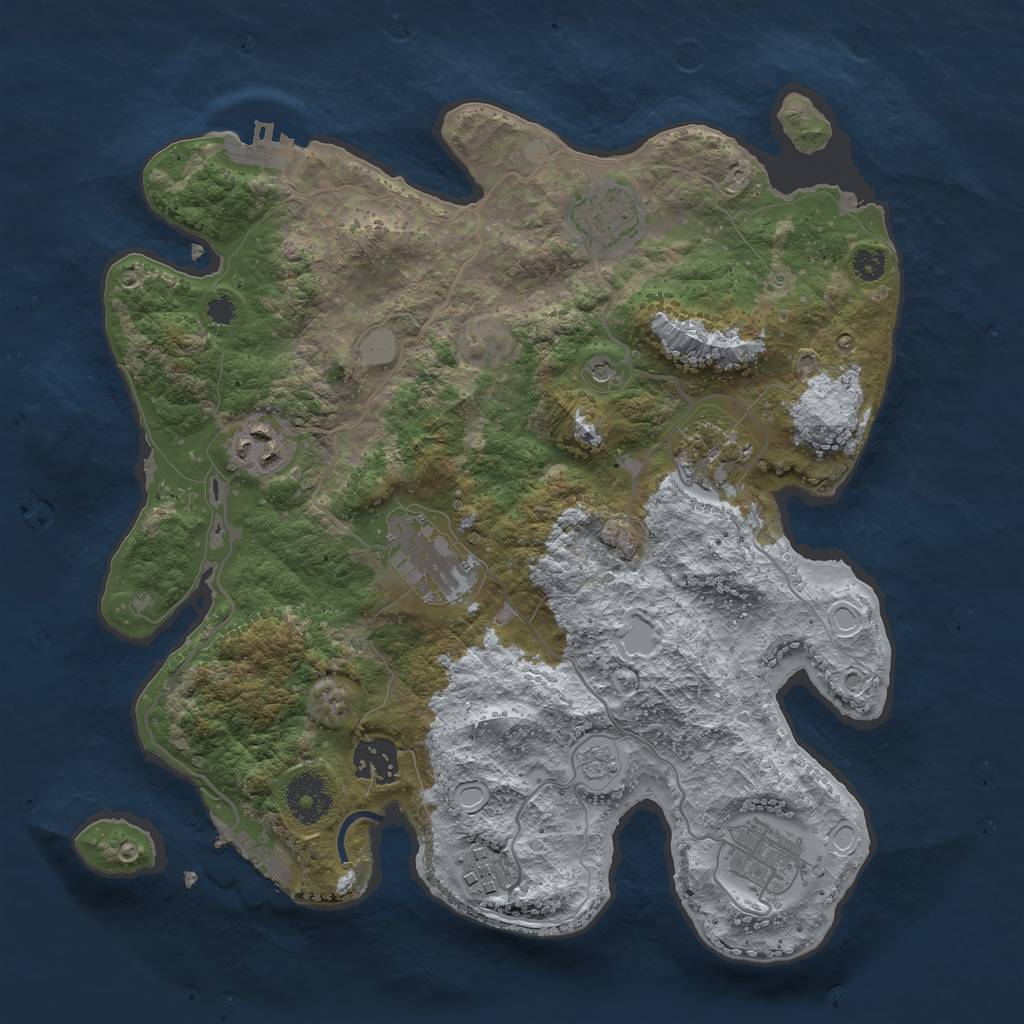 Rust Map: Procedural Map, Size: 3250, Seed: 476043799, 14 Monuments