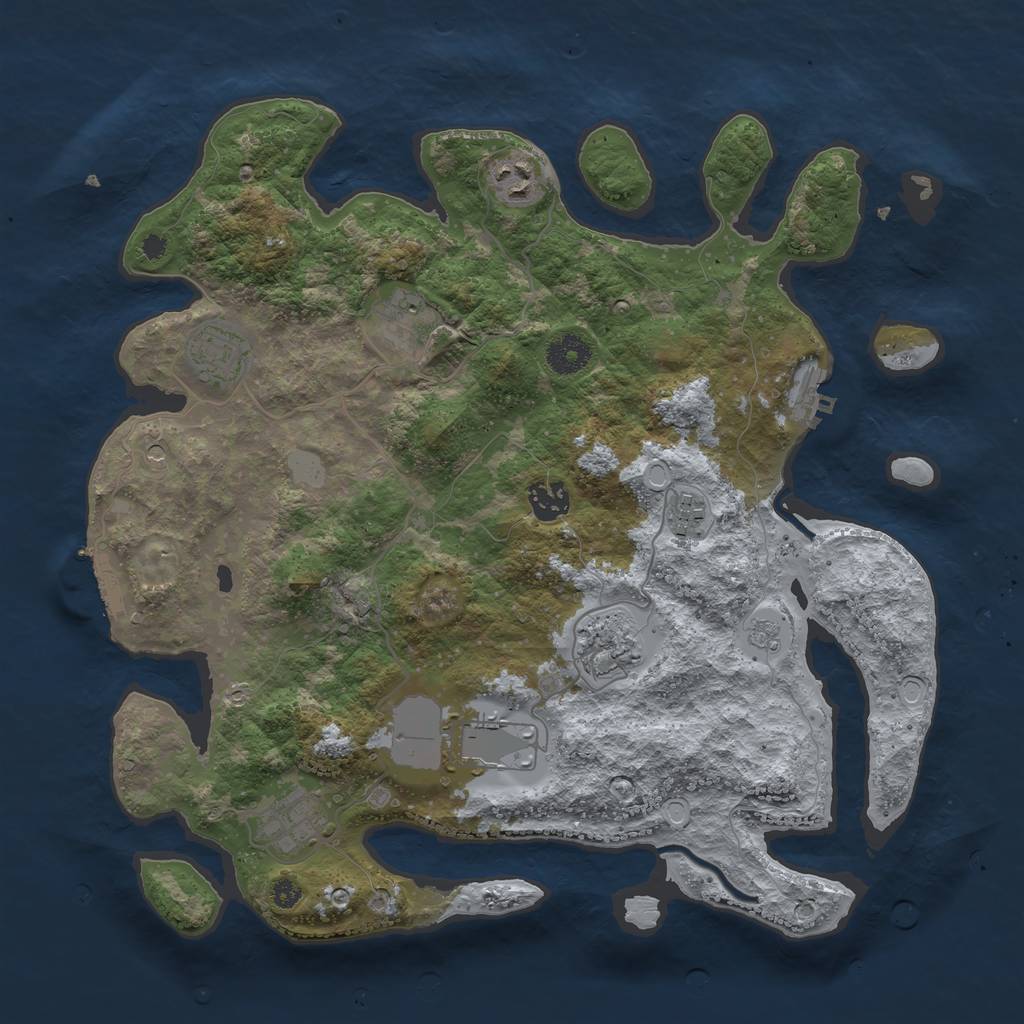 Rust Map: Procedural Map, Size: 3700, Seed: 1419889427, 15 Monuments