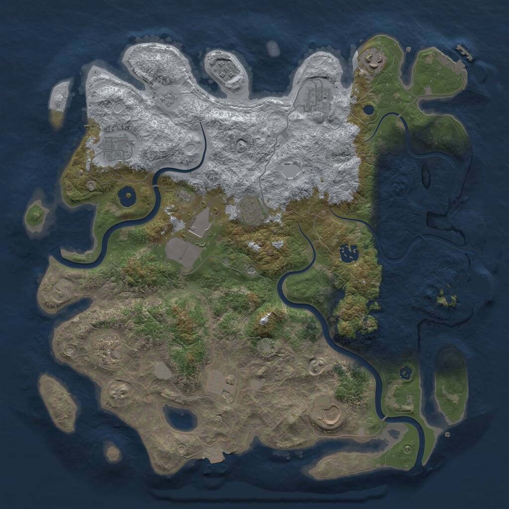 Rust Map: Procedural Map, Size: 3950, Seed: 2016719670, 16 Monuments