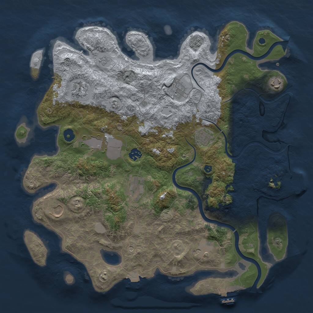 Rust Map: Procedural Map, Size: 3950, Seed: 2016719670, 16 Monuments