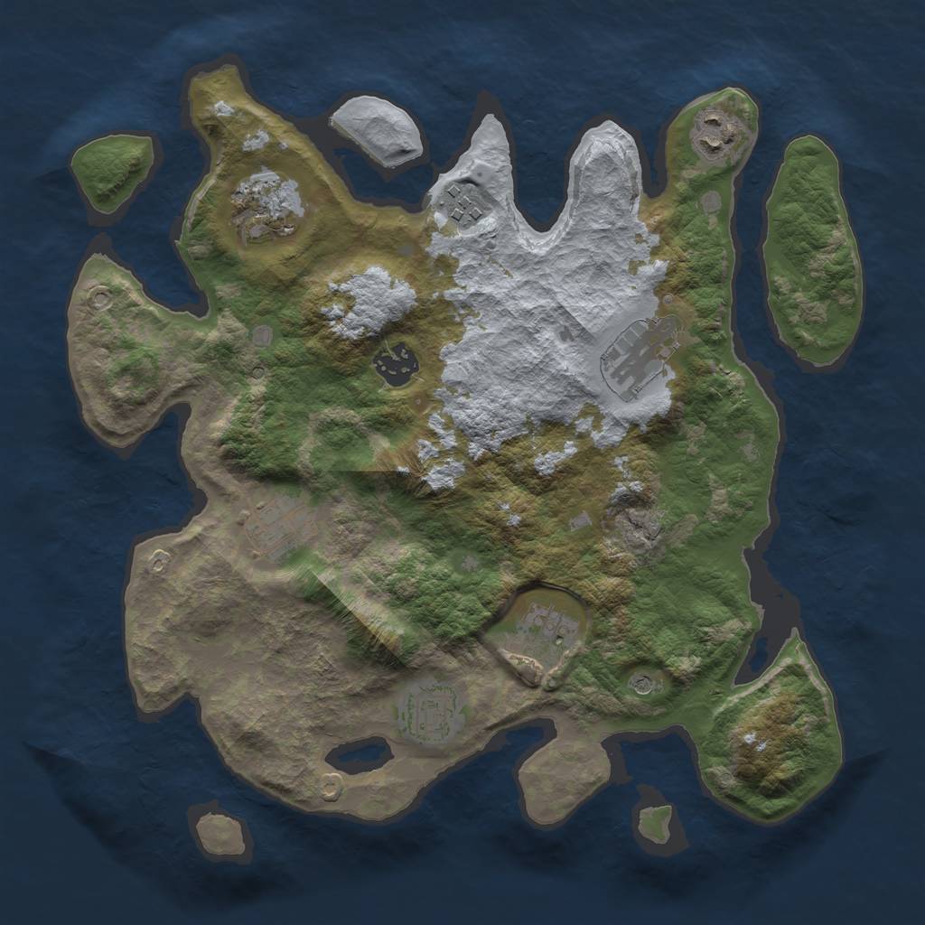 Rust Map: Barren, Size: 3300, Seed: 621156159, 11 Monuments