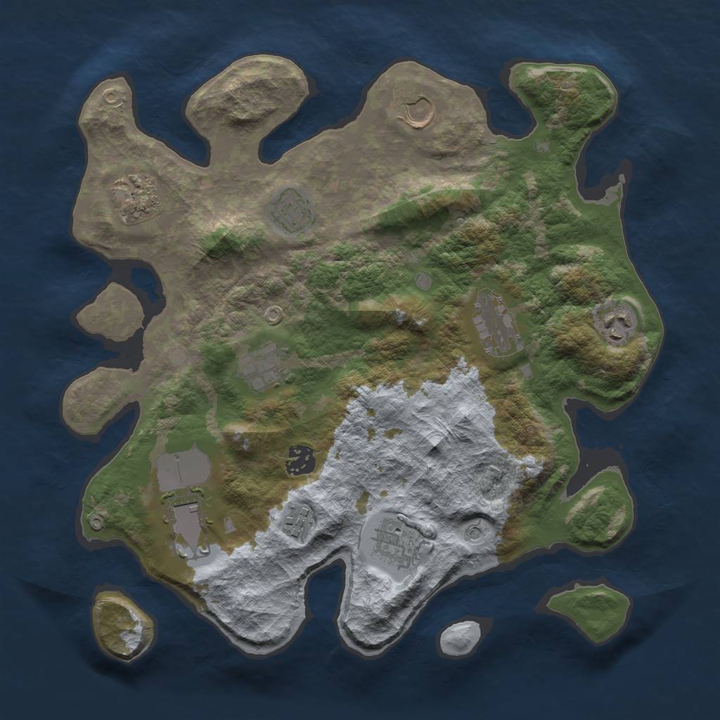 Rust Map: Barren, Size: 3500, Seed: 732957146, 13 Monuments