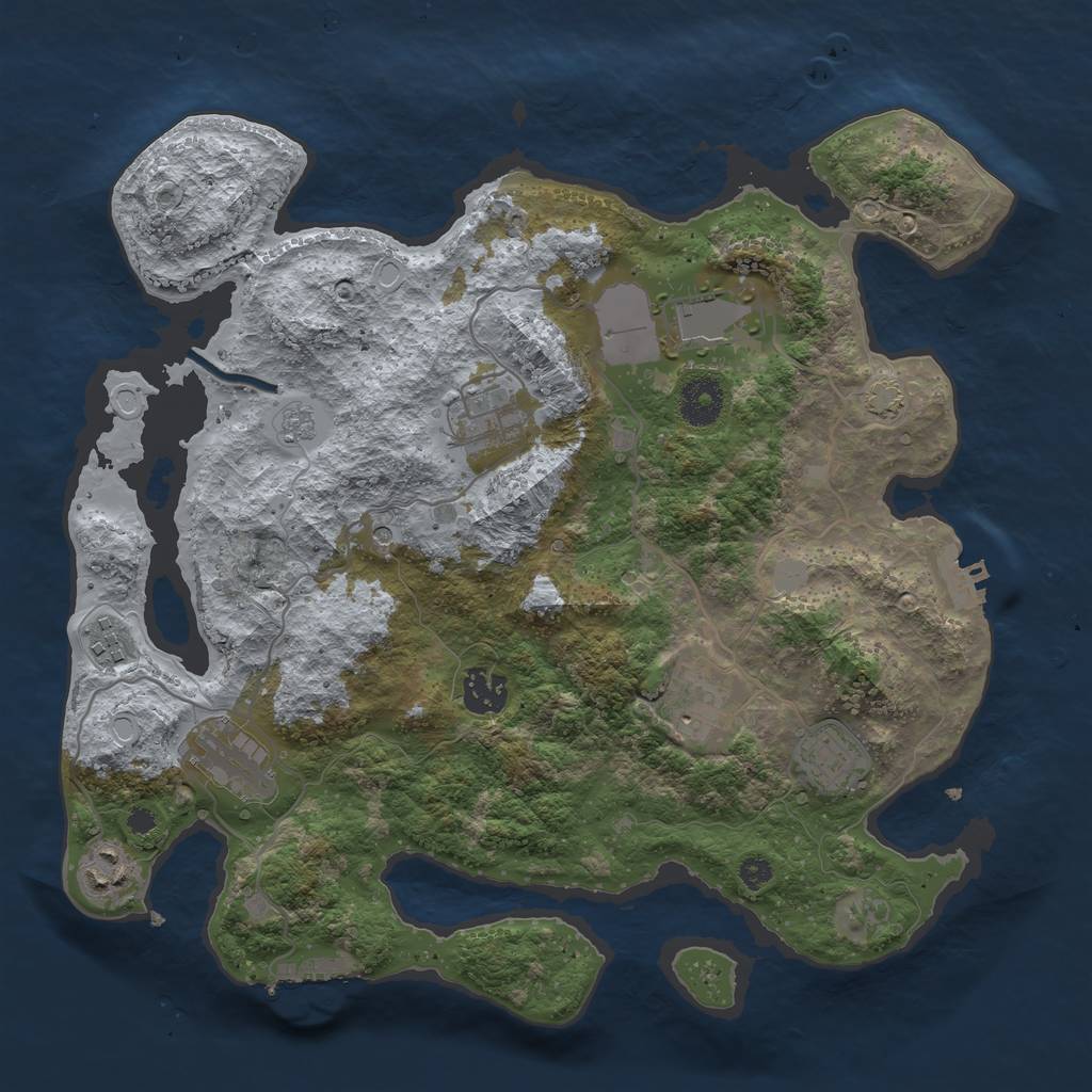 Rust Map: Procedural Map, Size: 3500, Seed: 1642339249, 16 Monuments