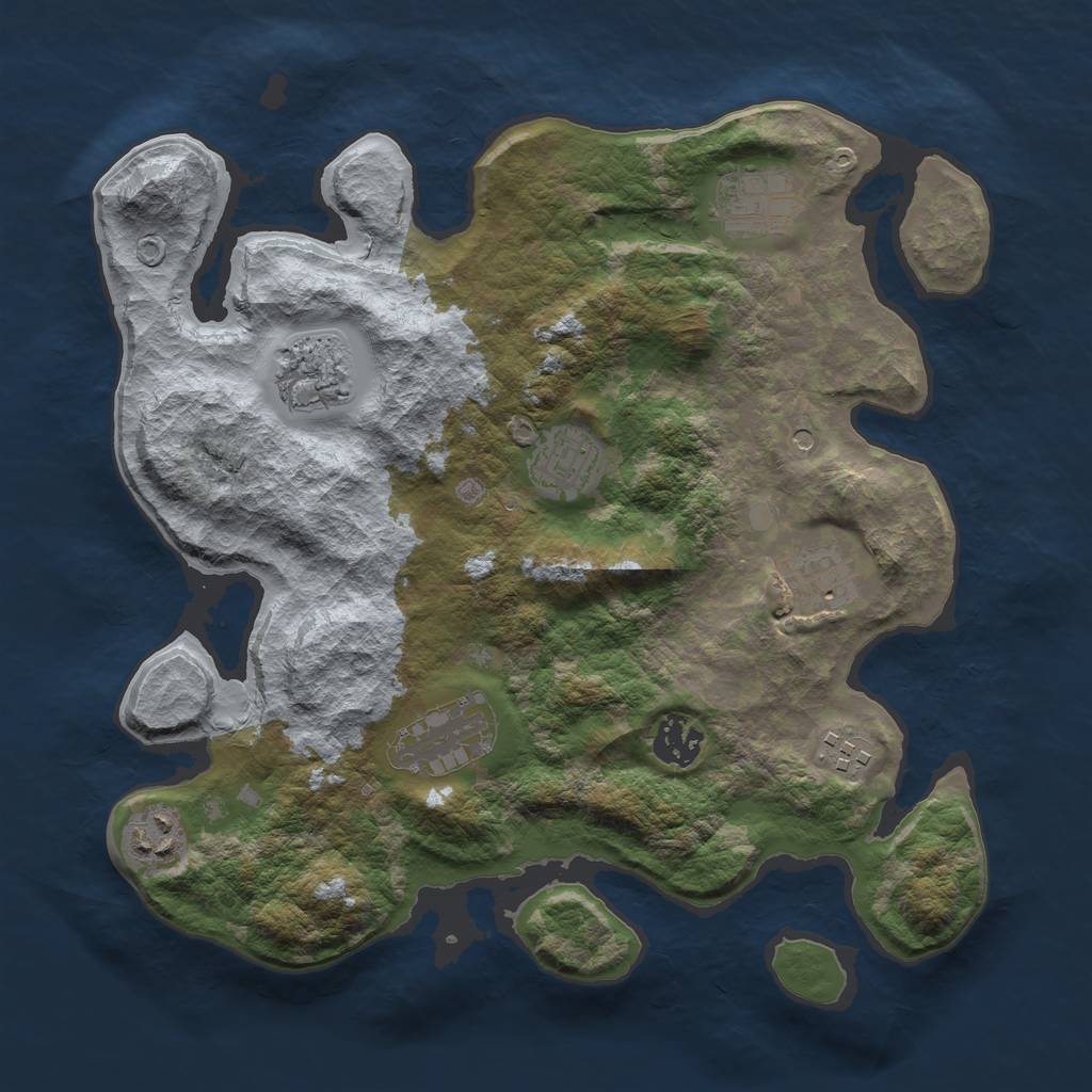 Rust Map: Barren, Size: 3300, Seed: 948062356, 11 Monuments