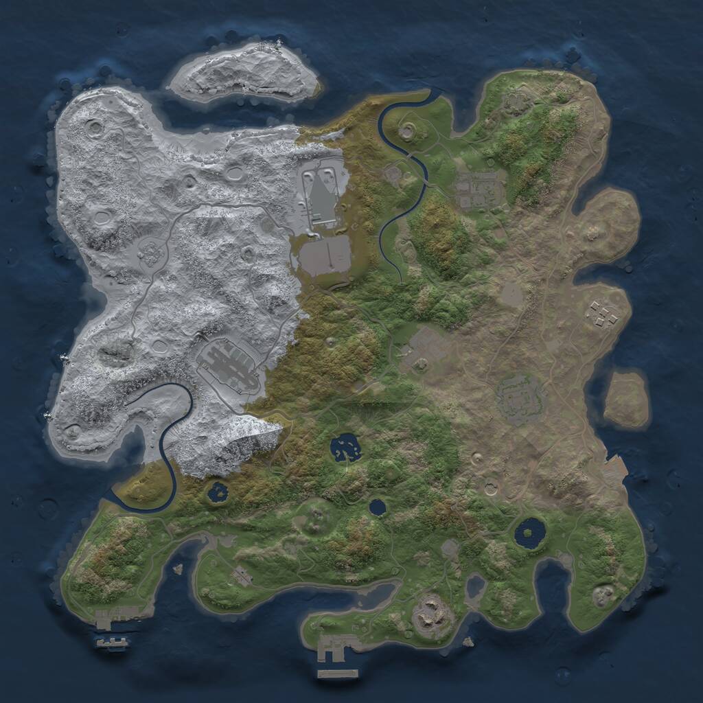 Rust Map: Procedural Map, Size: 3500, Seed: 2052937781, 14 Monuments