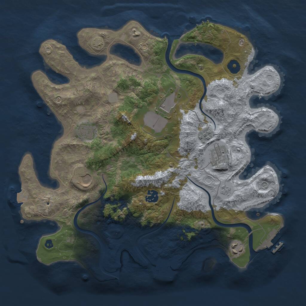 Rust Map: Procedural Map, Size: 3500, Seed: 7974536, 13 Monuments