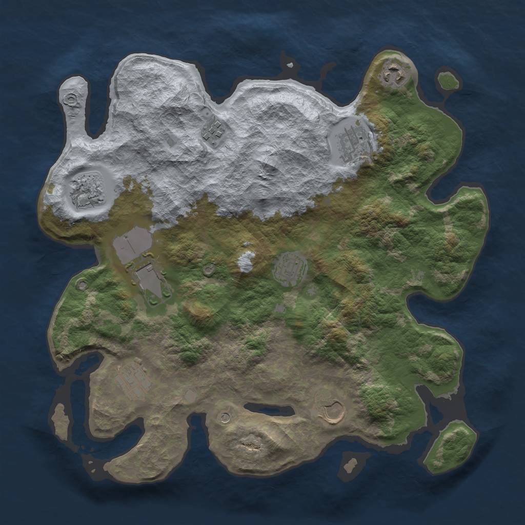 Rust Map: Barren, Size: 3500, Seed: 637129479, 11 Monuments