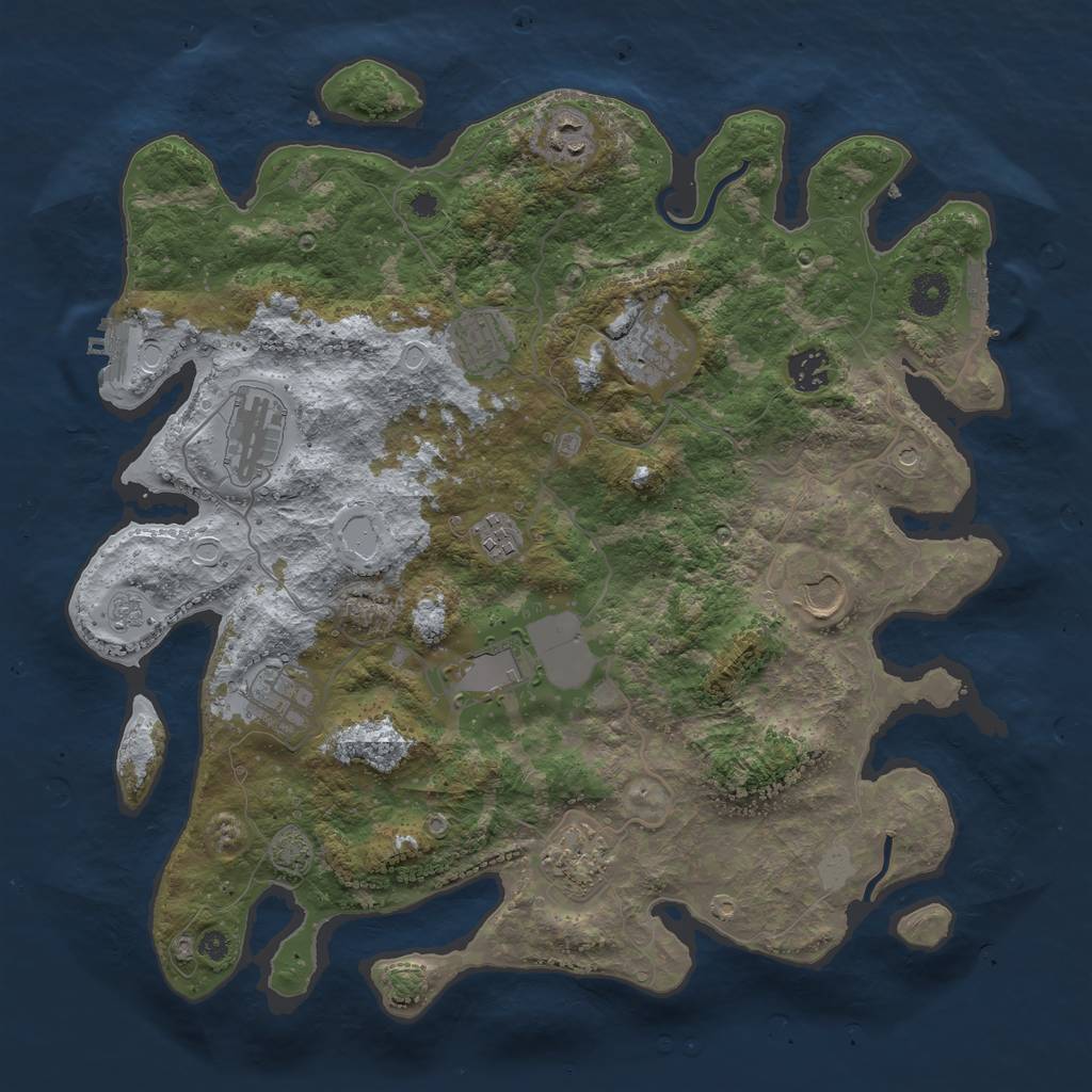Rust Map: Procedural Map, Size: 3800, Seed: 810406, 18 Monuments