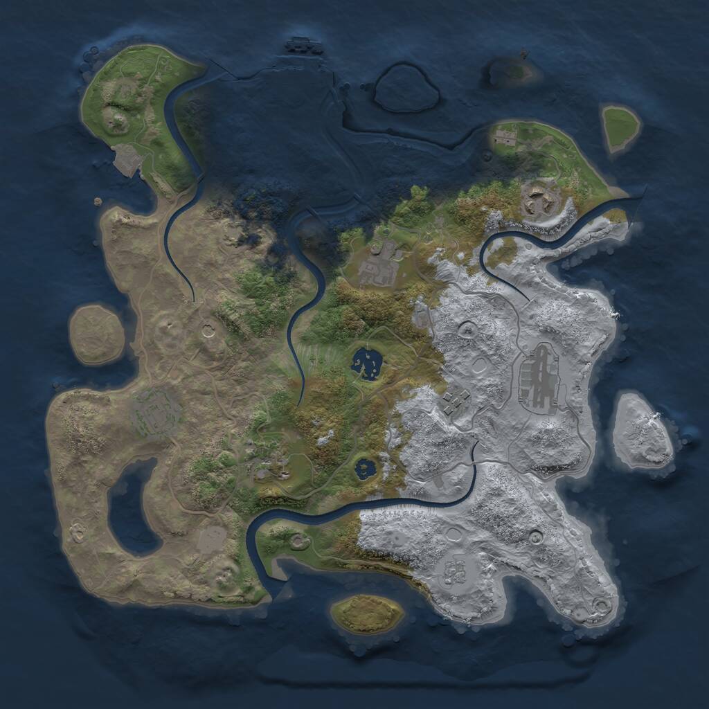 Rust Map: Procedural Map, Size: 3400, Seed: 1094941131, 12 Monuments