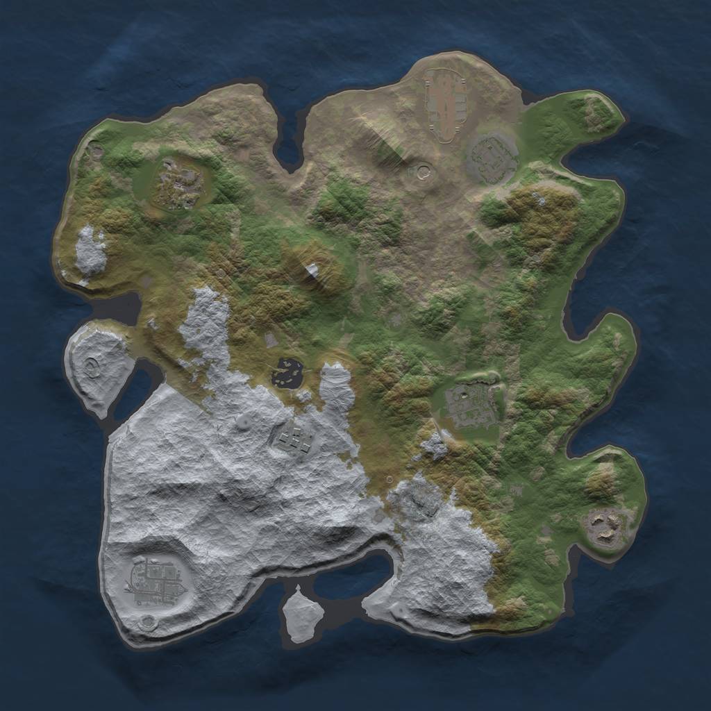 Rust Map: Barren, Size: 3300, Seed: 551726274, 11 Monuments