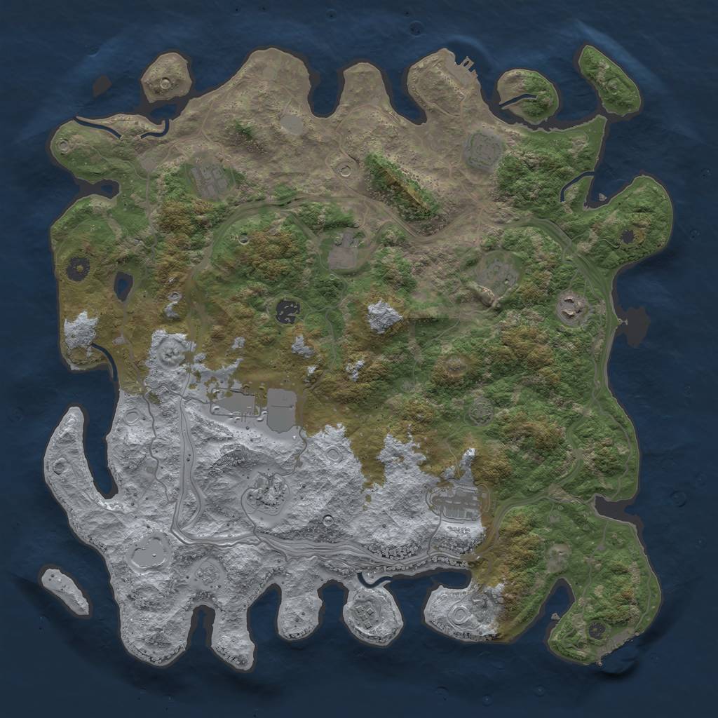 Rust Map: Procedural Map, Size: 4400, Seed: 3, 18 Monuments
