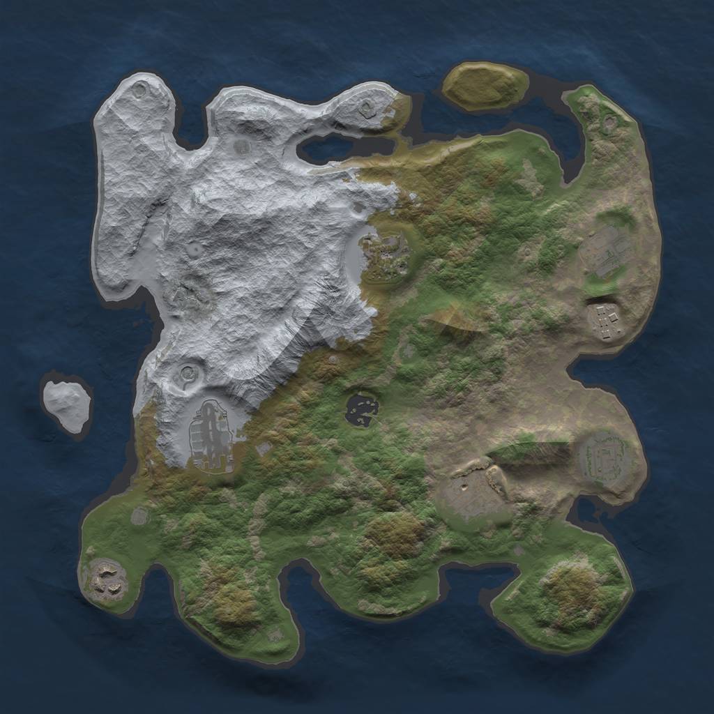 Rust Map: Barren, Size: 3300, Seed: 936077780, 11 Monuments