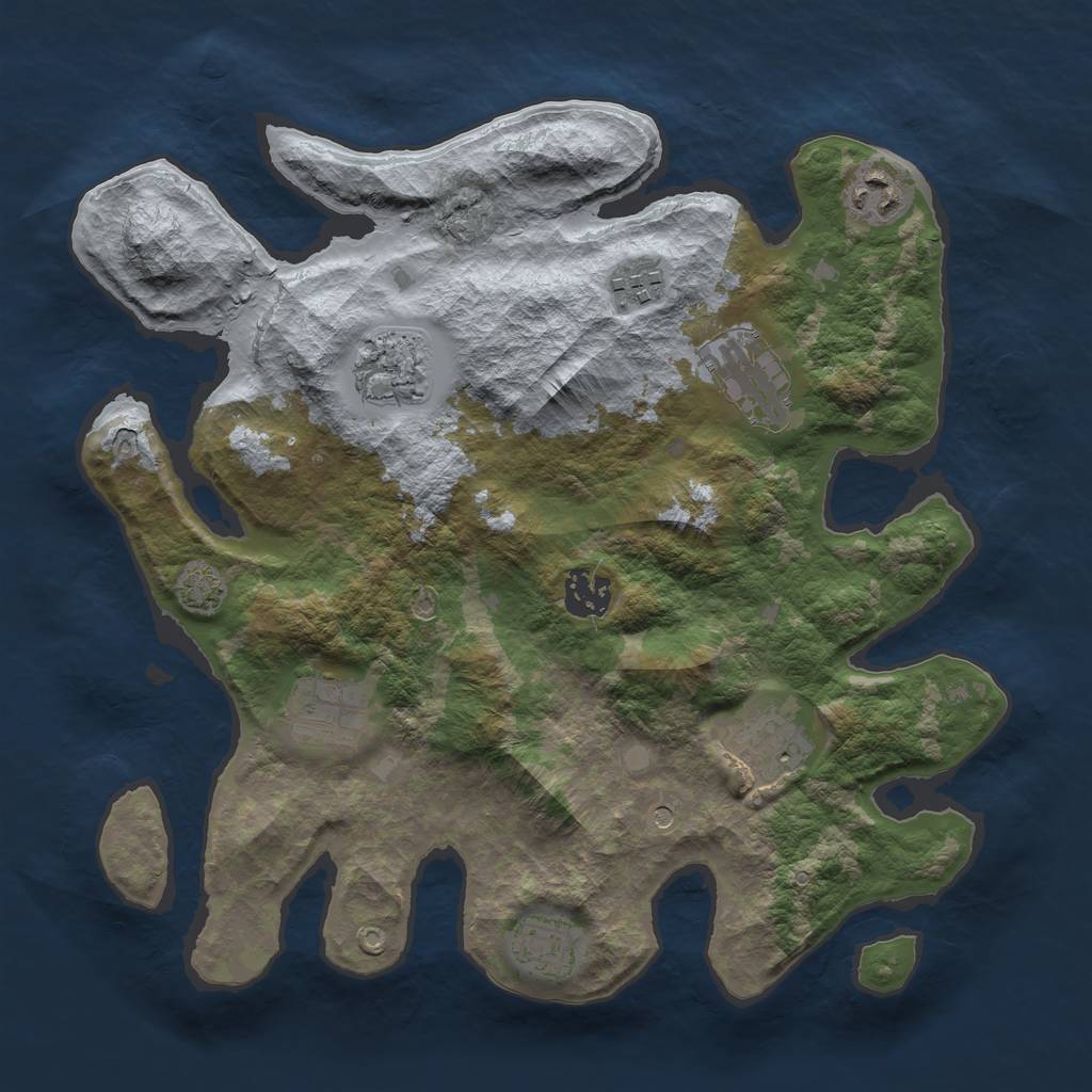Rust Map: Barren, Size: 3300, Seed: 577462884, 12 Monuments