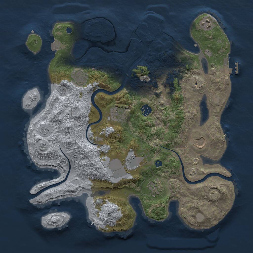 Rust Map: Procedural Map, Size: 3500, Seed: 251850718, 14 Monuments
