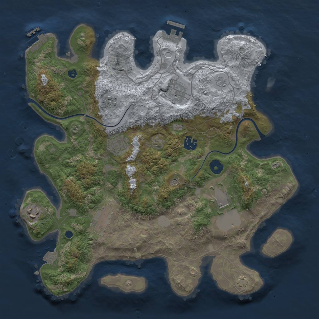 Rust Map: Procedural Map, Size: 3500, Seed: 1475495360, 13 Monuments
