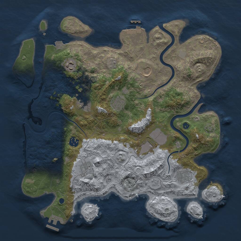 Rust Map: Procedural Map, Size: 3700, Seed: 107807574, 15 Monuments