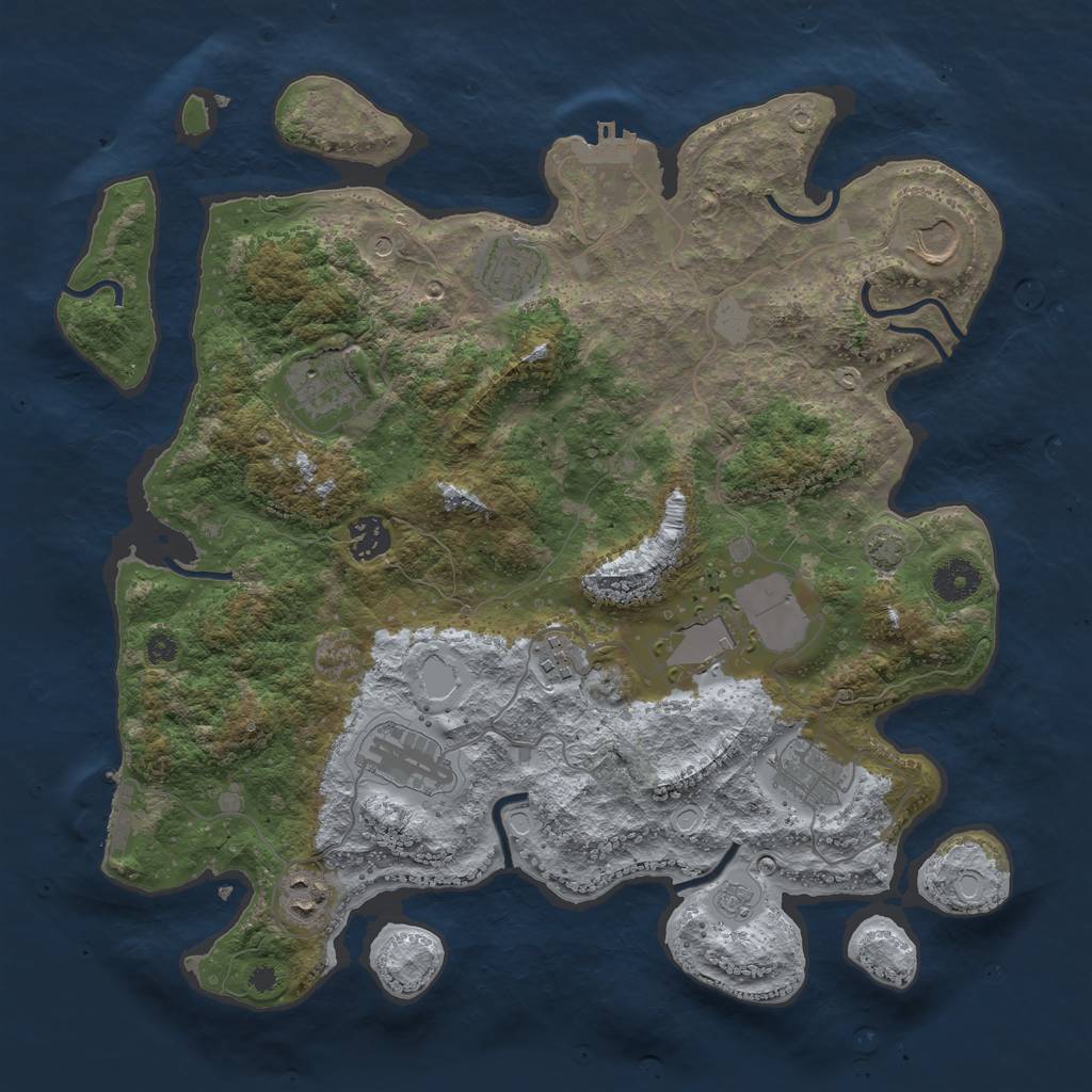 Rust Map: Procedural Map, Size: 3700, Seed: 107807574, 17 Monuments