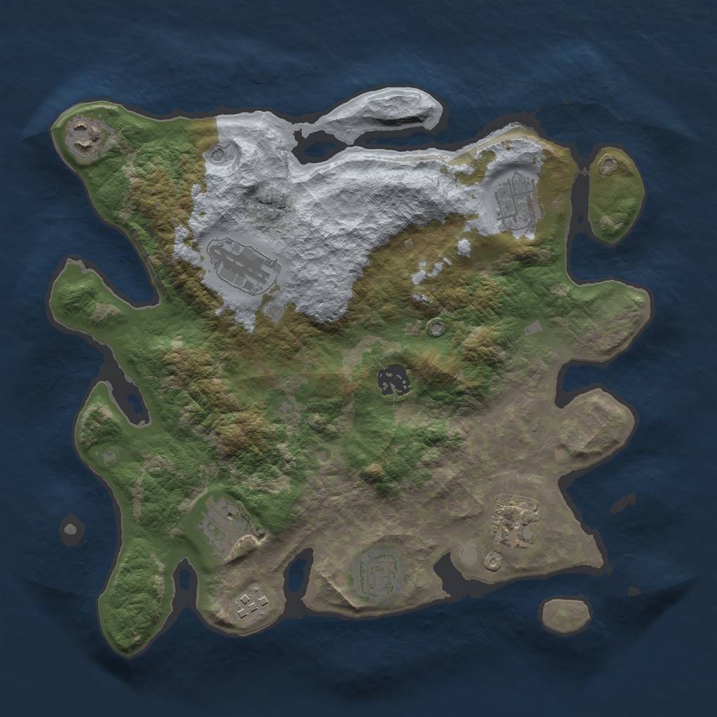 Rust Map: Barren, Size: 3300, Seed: 168204055, 11 Monuments