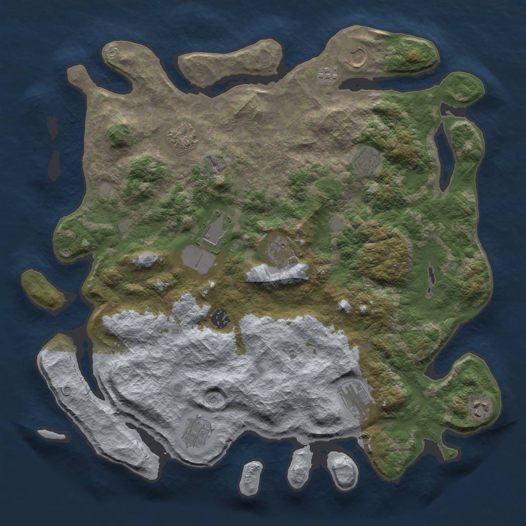 Rust Map: Barren, Size: 4250, Seed: 830717655, 13 Monuments
