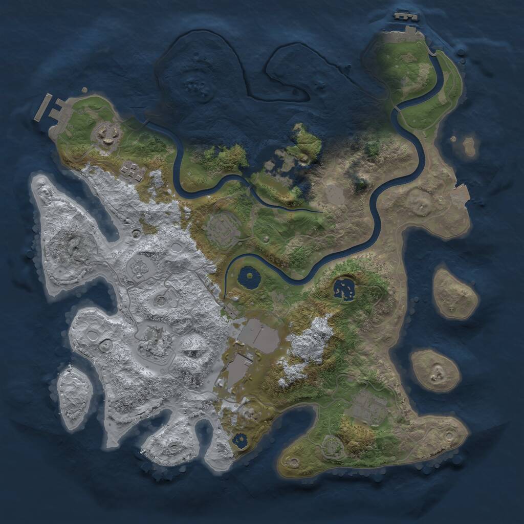 Rust Map: Procedural Map, Size: 3500, Seed: 605871040, 14 Monuments