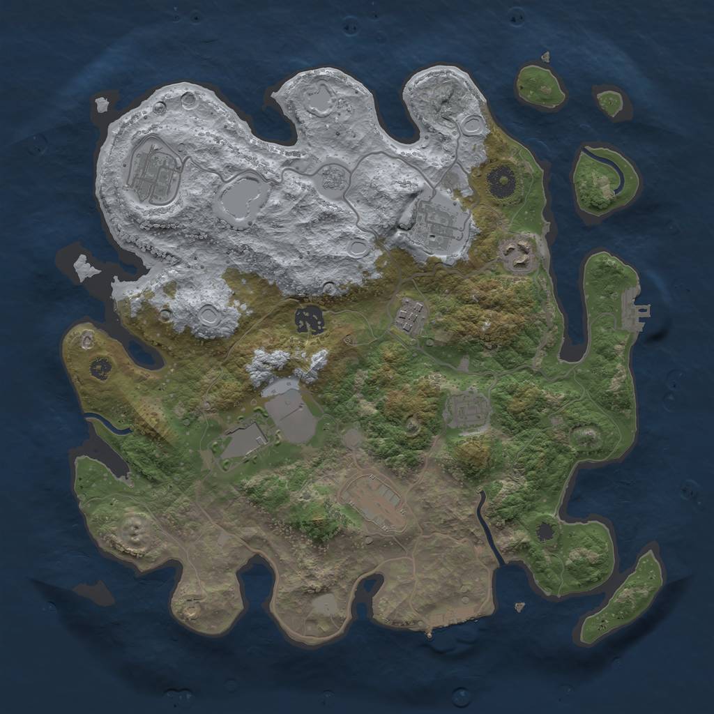 Rust Map: Procedural Map, Size: 3500, Seed: 1251773784, 14 Monuments