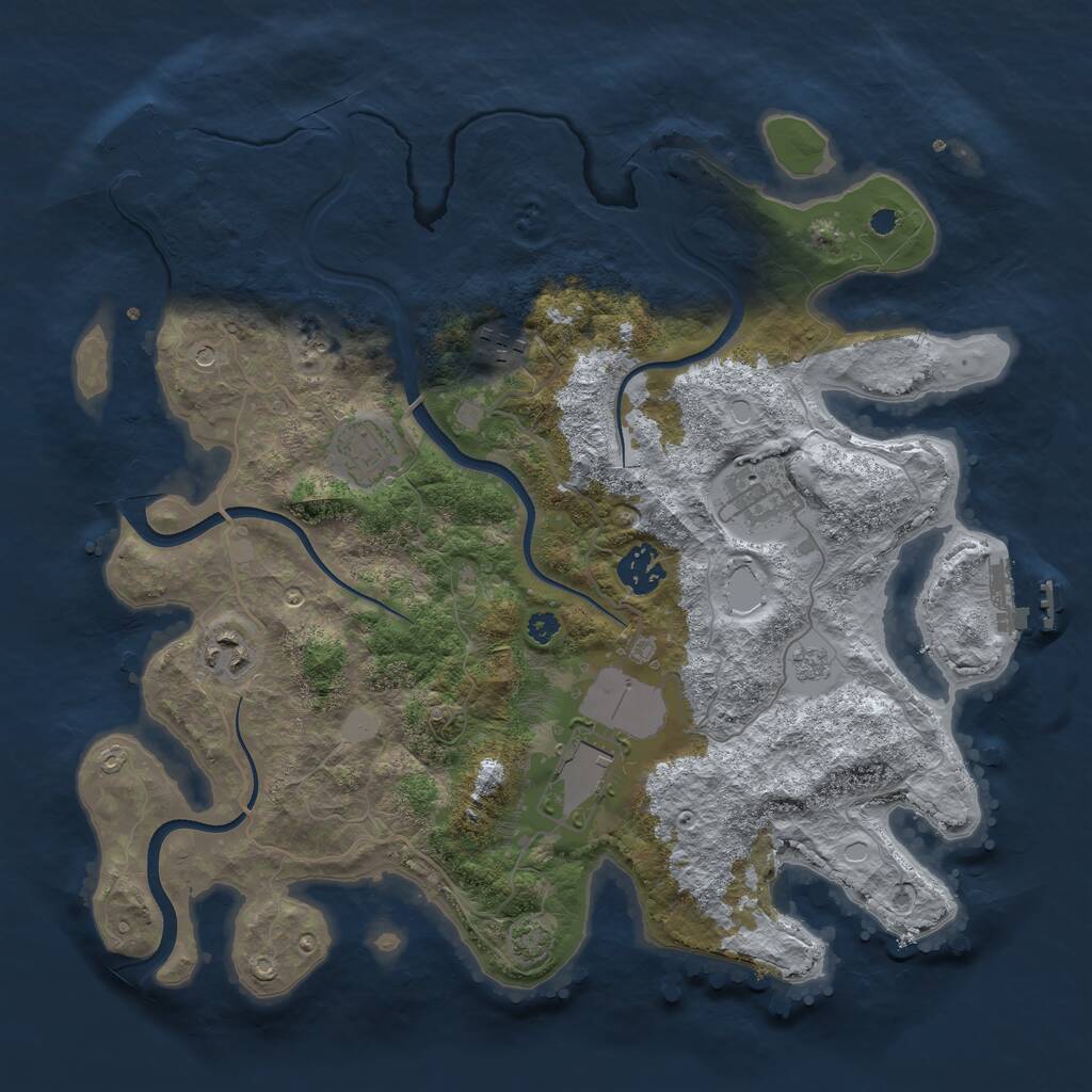 Rust Map: Procedural Map, Size: 3500, Seed: 15159248, 12 Monuments