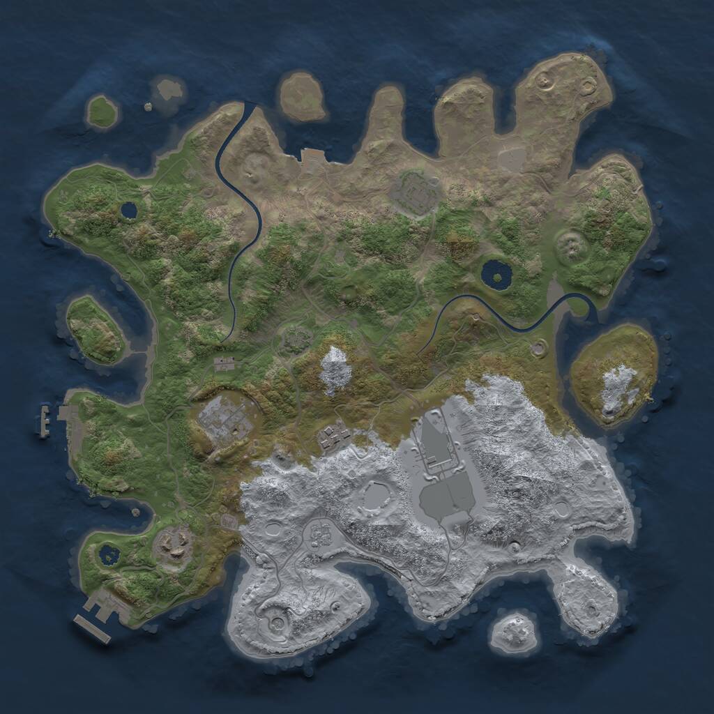 Rust Map: Procedural Map, Size: 3500, Seed: 257672584, 11 Monuments
