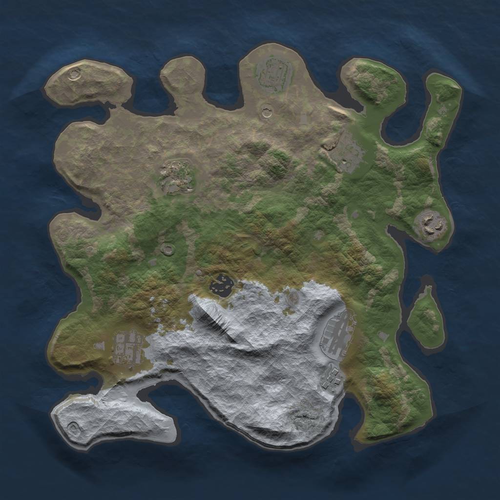 Rust Map: Barren, Size: 3300, Seed: 288676790, 11 Monuments