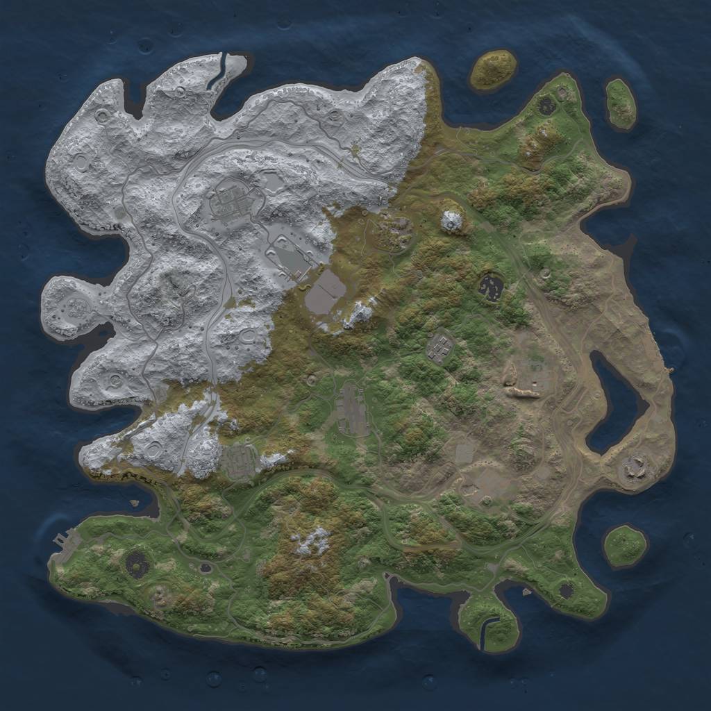 Rust Map: Procedural Map, Size: 4250, Seed: 151987286, 17 Monuments