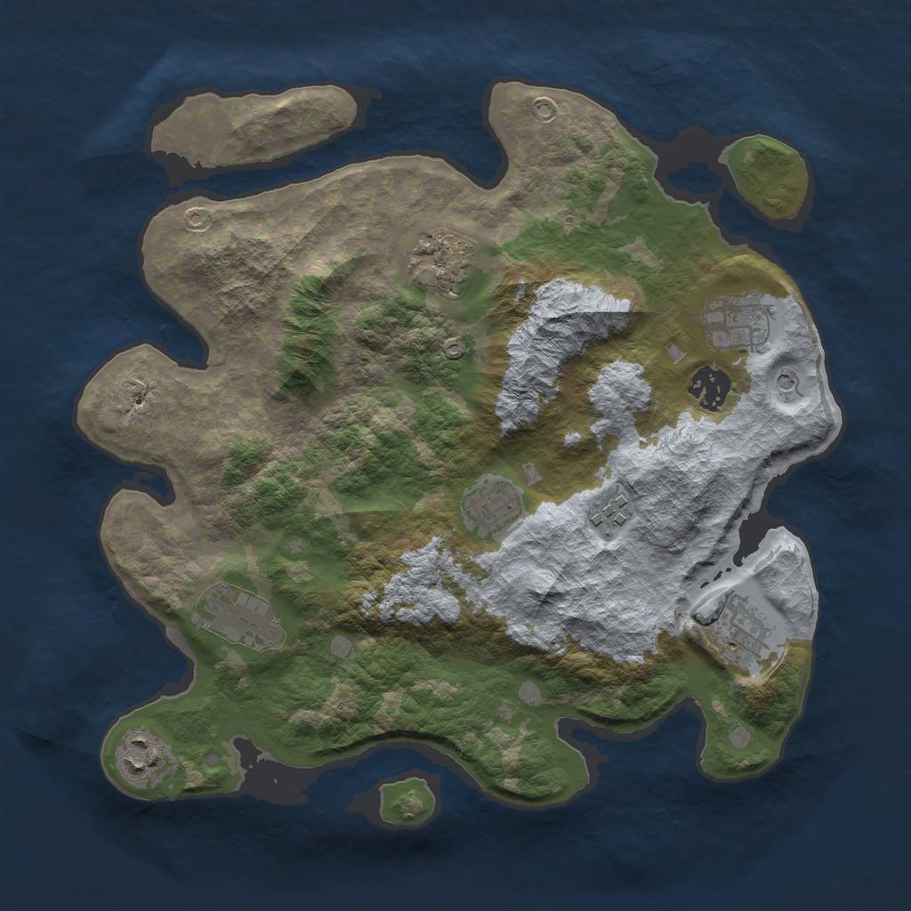 Rust Map: Barren, Size: 3300, Seed: 592334437, 11 Monuments