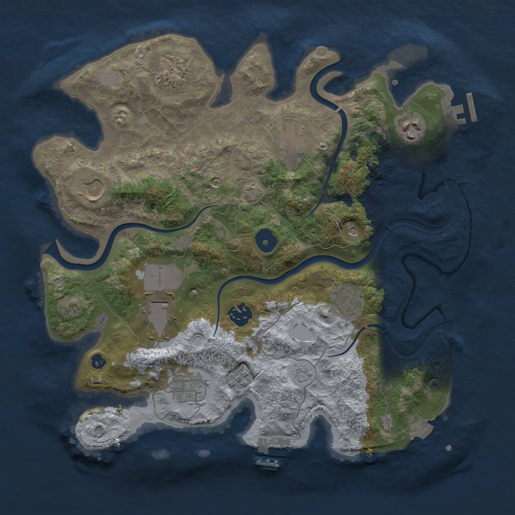 Rust Map: Procedural Map, Size: 3500, Seed: 1802944895, 15 Monuments